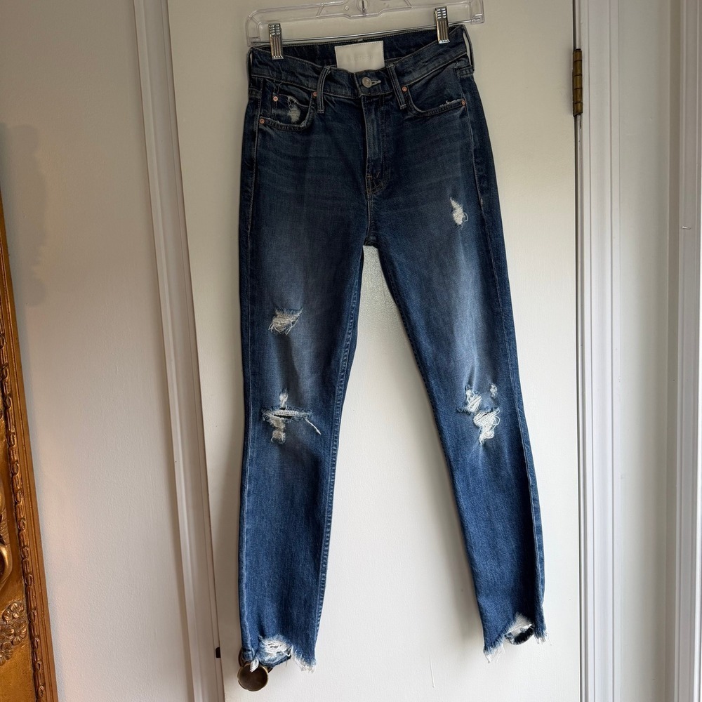 MOTHER Superior The Rascal Ankle Jeans Distressed Frayed Hem Women's Size 24